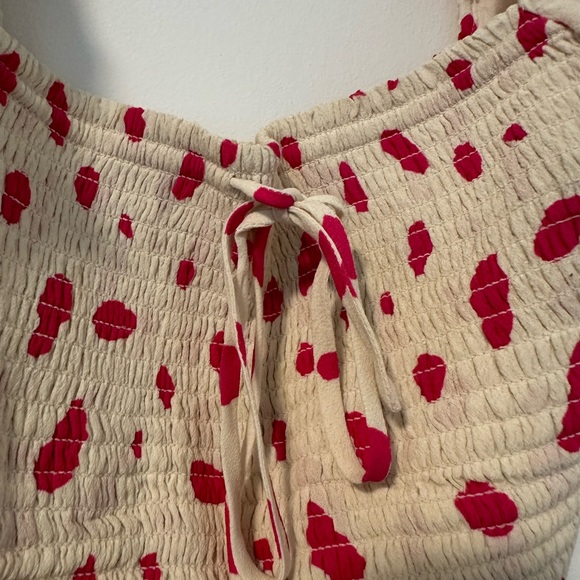 Wilfred Crepette Puff Sleeve Crop Top with Pink Animal Detail - Size XS - Picture 4 of 6